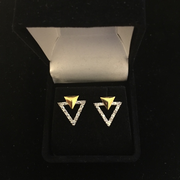 💎 GENUINE DIAMONDS with 18K GOLD/SILVER EARRINGS - Picture 6 of 8